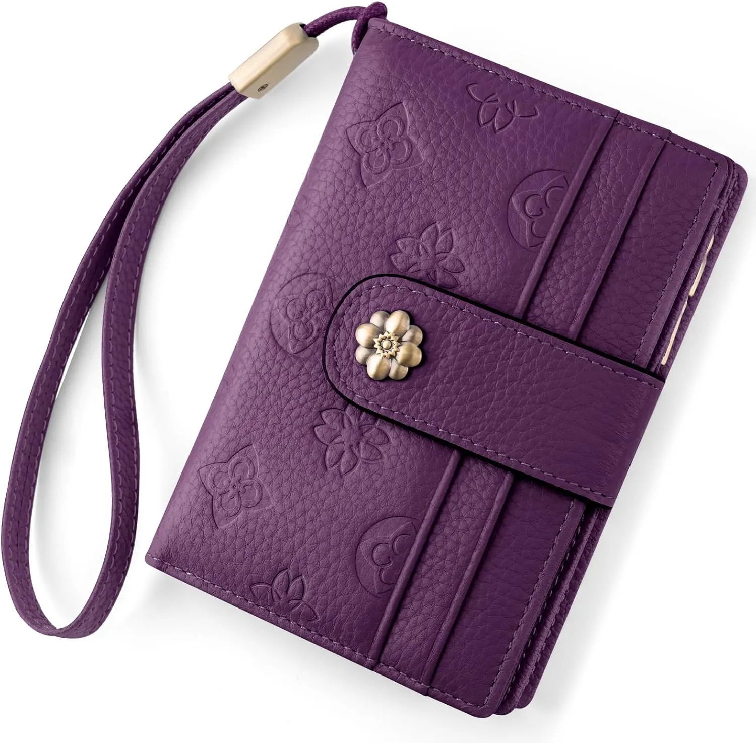 Small Wallet for Women RFID Blocking Leather Trifold Compact Card Wallets Ladies Wristlet Purse with Zipper Coin Pocket ID Window