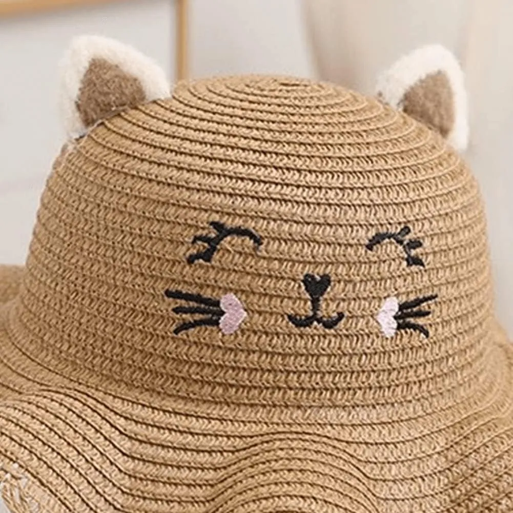 Summer Straw Bucket Hat for Kids Girls Children's Sun Hat Visor Cap and Crossbody Bag Set Cute Baby Girls Beach Hat Panama Cap