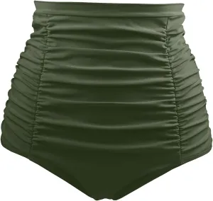 Tempt Me Women's High Waisted Swimsuit Bottom Tummy Control Ruched Bikini Bottom Vintage Swim Bottom Tankini Briefs