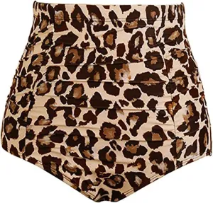 Tempt Me Women's High Waisted Swimsuit Bottom Tummy Control Ruched Bikini Bottom Vintage Swim Bottom Tankini Briefs