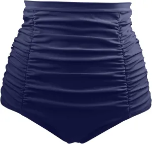 Tempt Me Women's High Waisted Swimsuit Bottom Tummy Control Ruched Bikini Bottom Vintage Swim Bottom Tankini Briefs