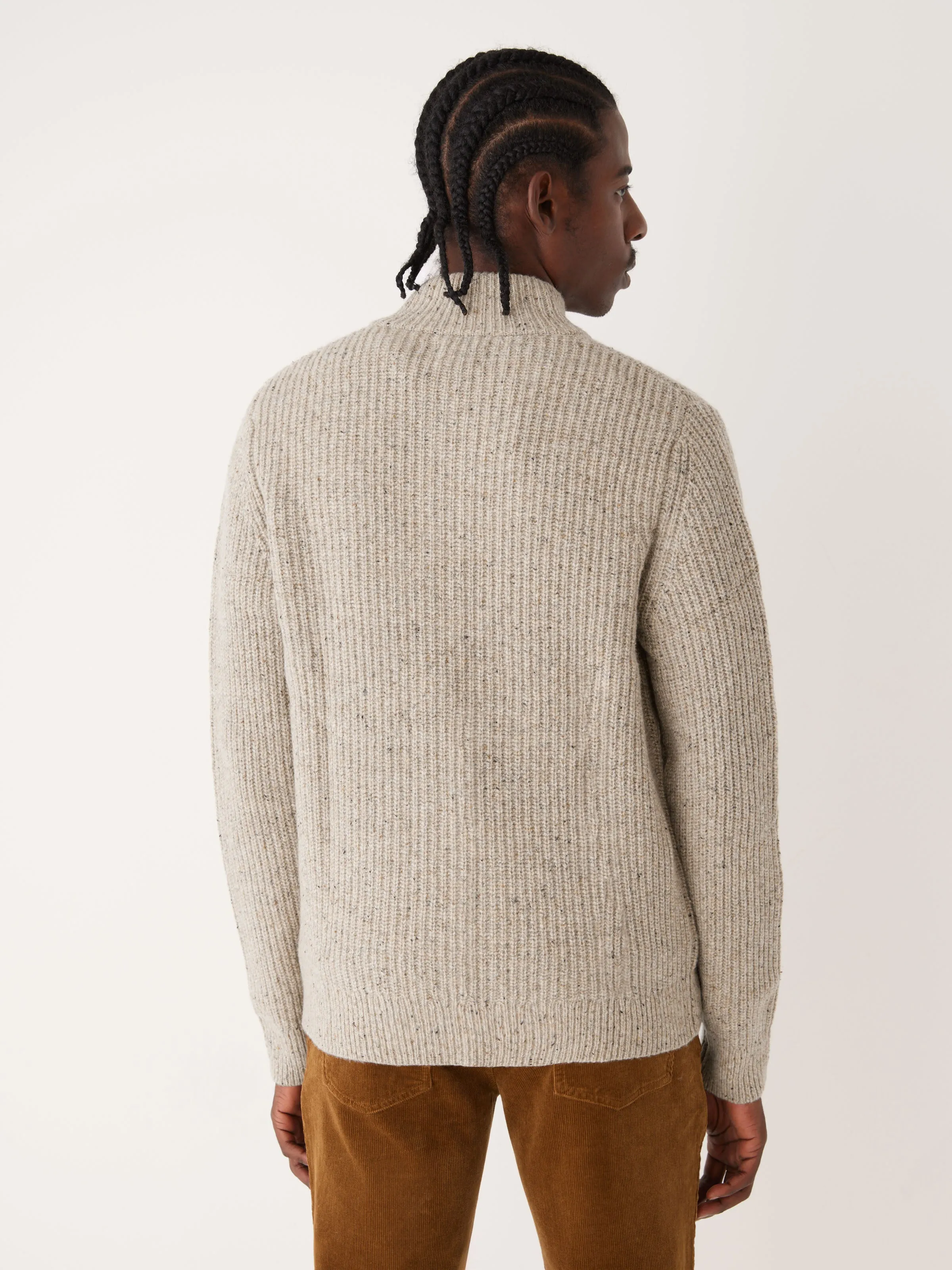 The Donegal Button-Up Sweater in Light Beige