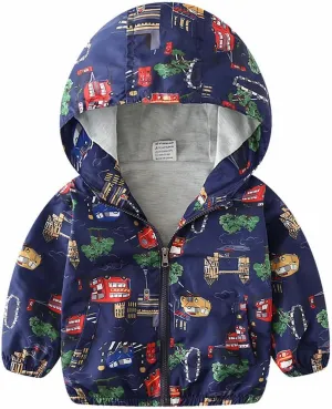 Toddler Boys Windbreaker Casual Outerwear Kids Lightweight Zip Hooded Jacket Baby Cute Dust Coat Windbreaker Jacket