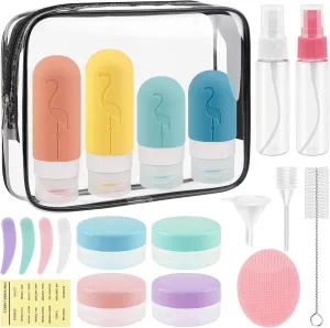 TOROKOM 20Pack Travel Bottles for Toiletries Silicone Travel Containers Leak Proof Travel Essential Bottles Tag Squeezable Cosmetic Travel Bottle Set for Shampoo Shower Lotion