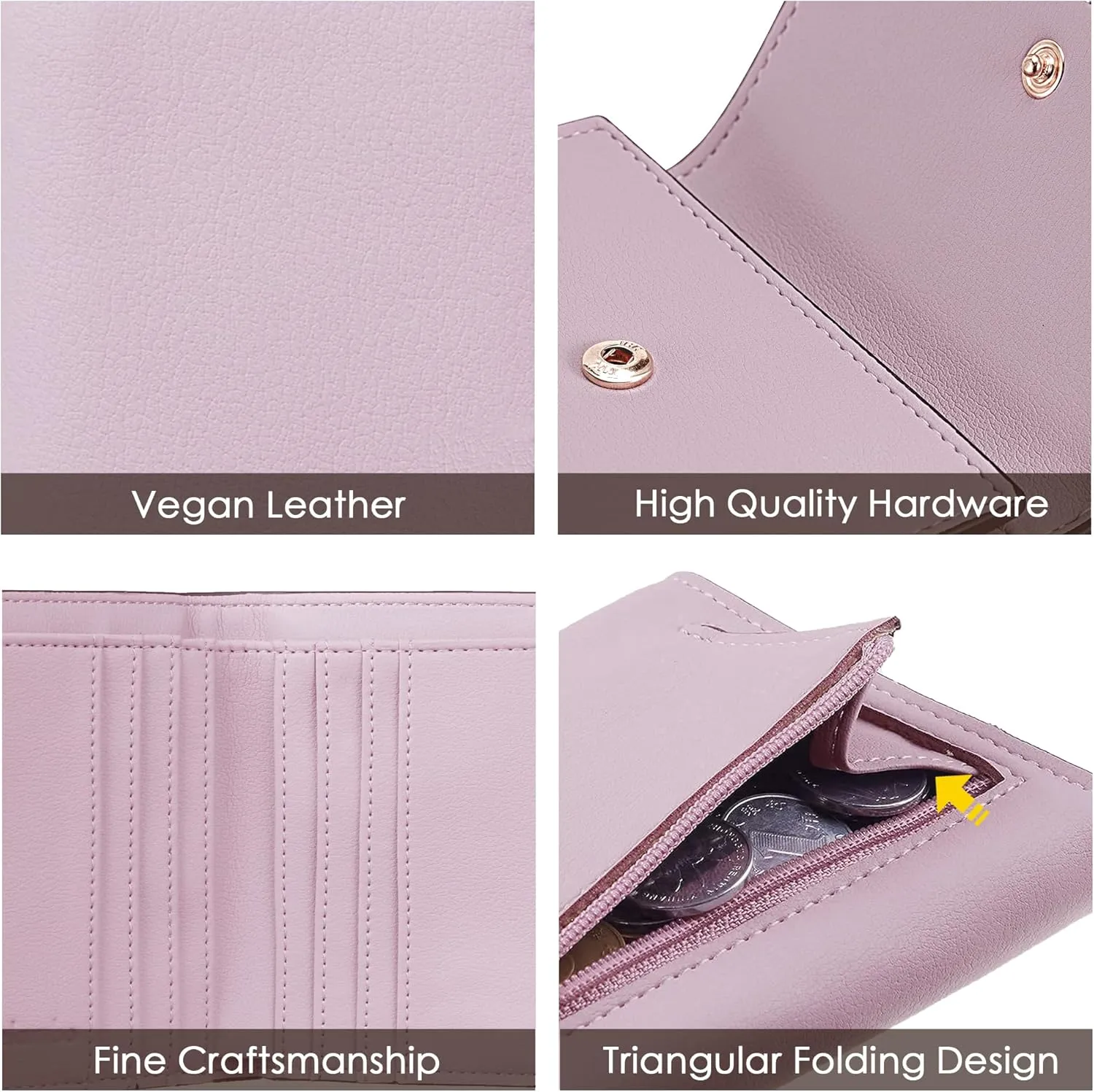 Travelambo RFID Blocking Small Mini Compact Wallet Coin Pouch Holder Trifold Credit Card Holder Pocket Purse for Women