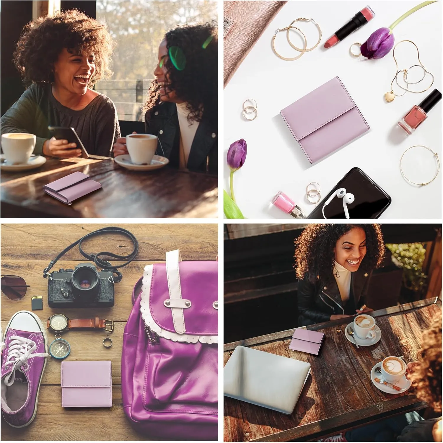 Travelambo RFID Blocking Small Mini Compact Wallet Coin Pouch Holder Trifold Credit Card Holder Pocket Purse for Women