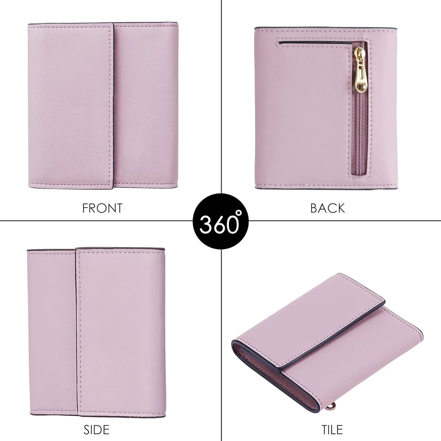 Travelambo RFID Blocking Small Mini Compact Wallet Coin Pouch Holder Trifold Credit Card Holder Pocket Purse for Women