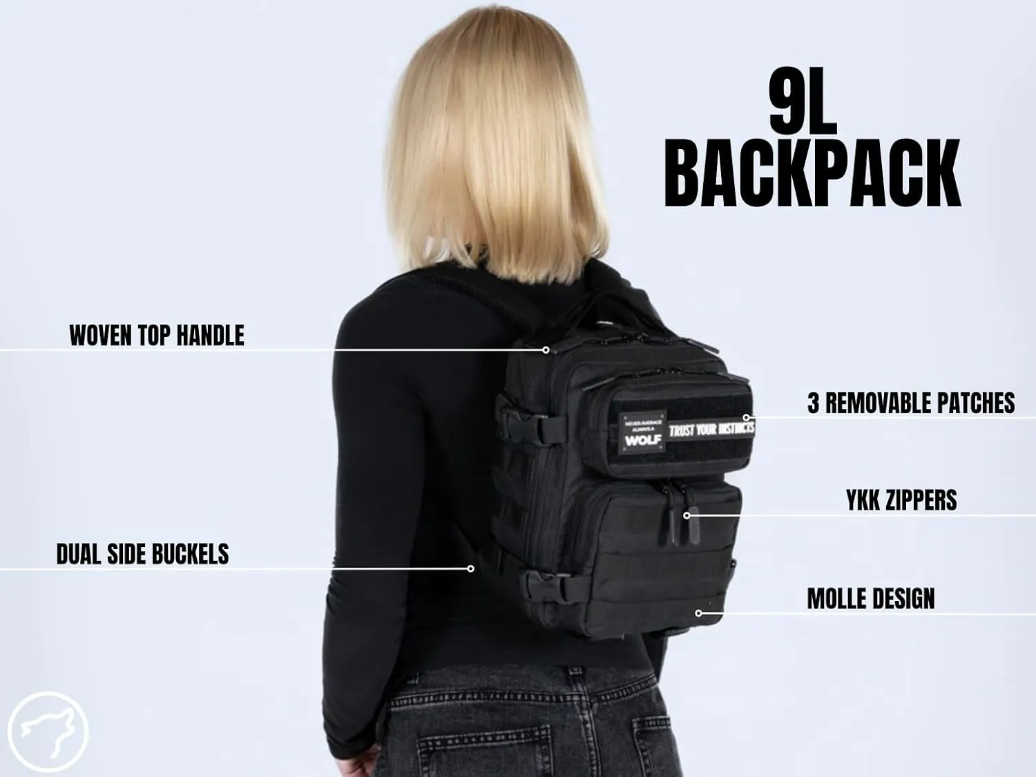 WOLFpak 9L Backpack Mini (Black Camo Orange) Small Tactical Backpack  9L EDC Daypack, Compact & Water-Resistant Bag for Gym, Hiking, Commuting