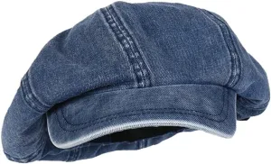 Women Denim Newsboy Cap Slouchy Newsboy Hat Visor Beret Flat Cap Vintage Oversized Cabbie Hat Cotton Octagonal Cap
