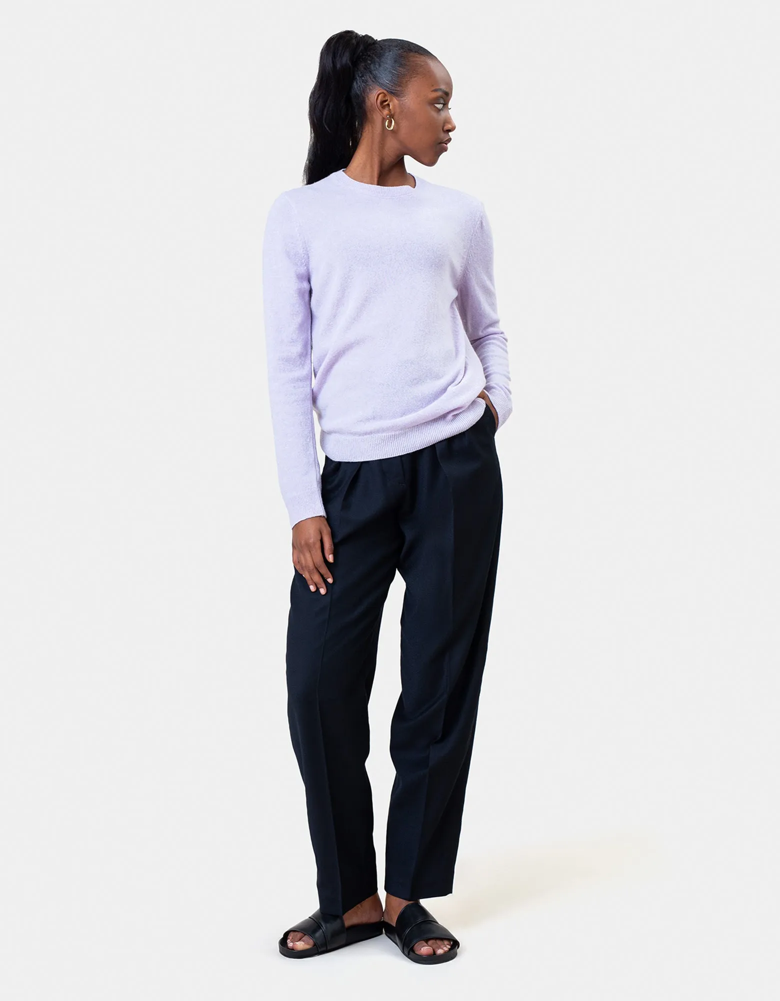Women Light Merino Wool Crew - Bubblegum Pink