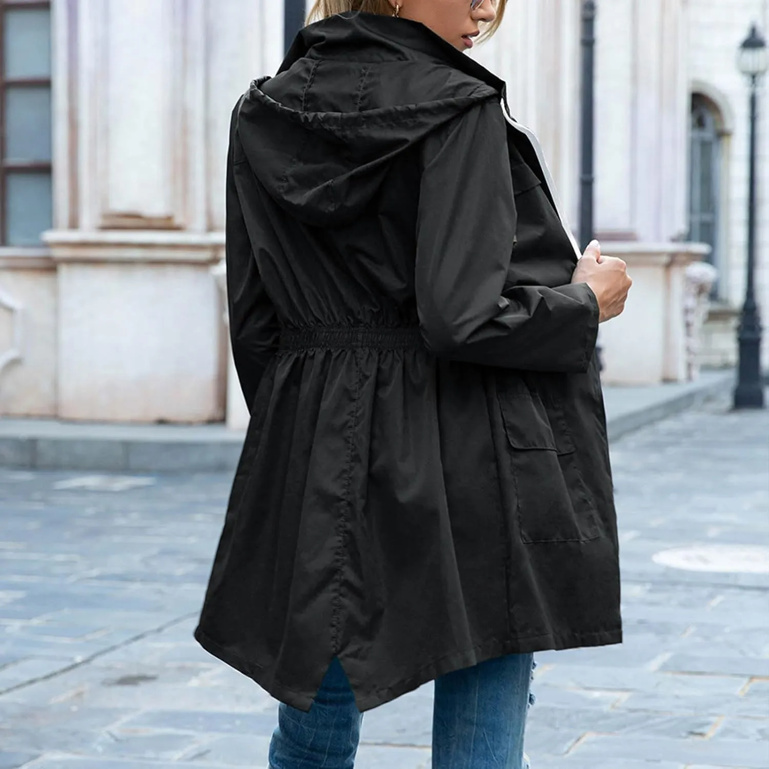 Womens Rain Jackets with Hood Lightweight Waterproof Rain Jacket Packable Outdoor Hooded Windbreaker
