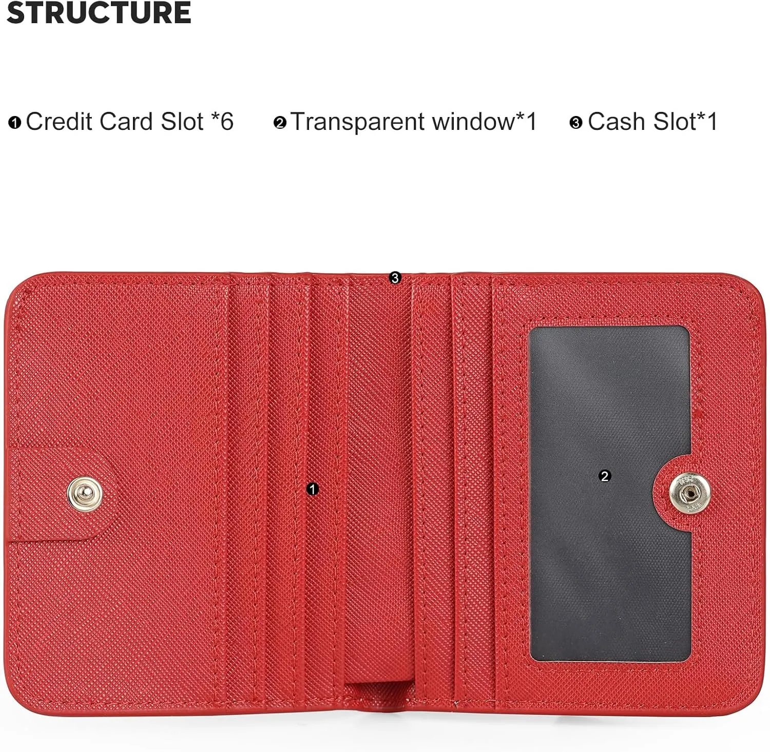 Womens Rfid Blocking Small Compact Bifold Luxury Genuine Leather Pocket Wallet Ladies Mini Purse with ID Window (Red)