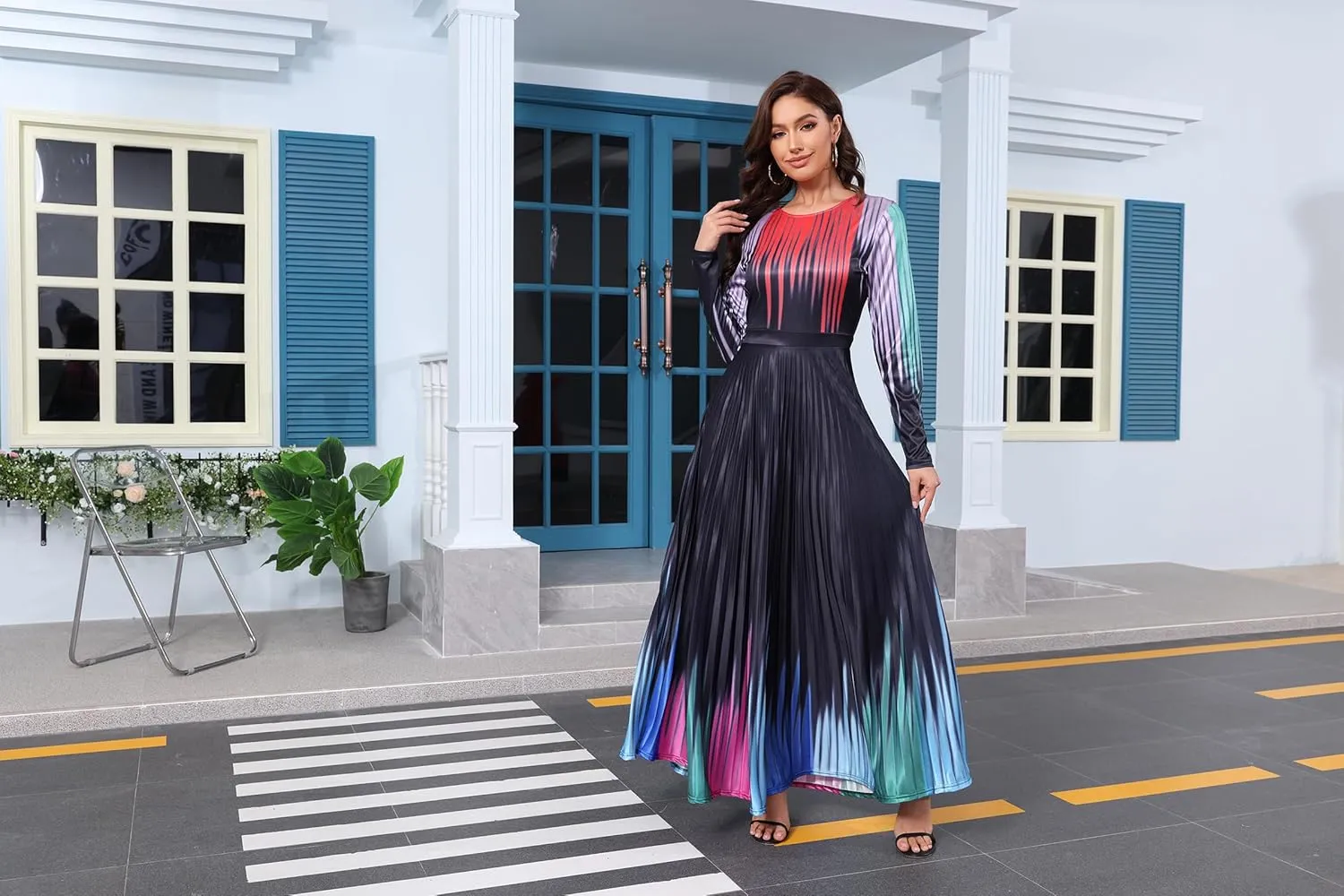 Women's Summer Floral Spaghetti Strap Long Maxi Dresses Low-Cut Bohemian Beach Sundress