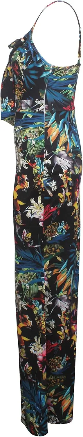 Women's Summer Floral Spaghetti Strap Long Maxi Dresses Low-Cut Bohemian Beach Sundress