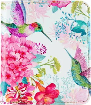 Womens Walle Rfid Blocking Small Compact Bifold Pocket Wallet Women travel mini wallet Ladies Purse with ID Window (Flowers and Hummingbirds)