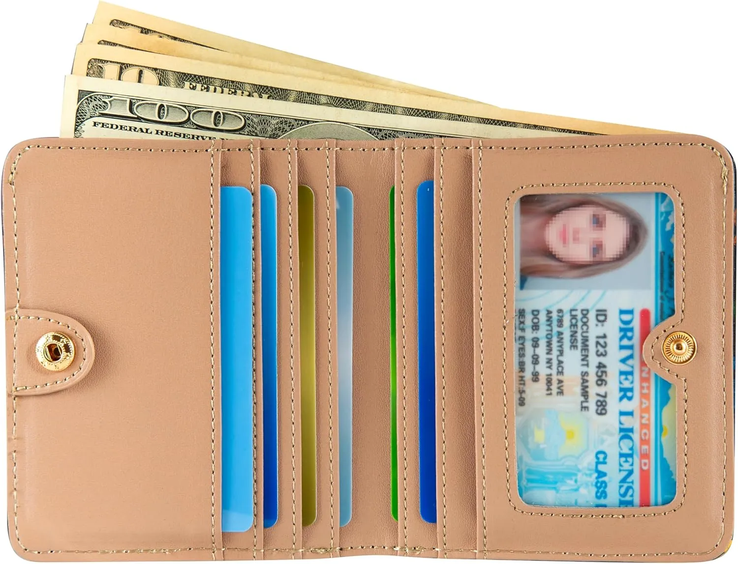 Womens Walle Rfid Blocking Small Compact Bifold Pocket Wallet Women travel mini wallet Ladies Purse with ID Window (Flowers and Hummingbirds)