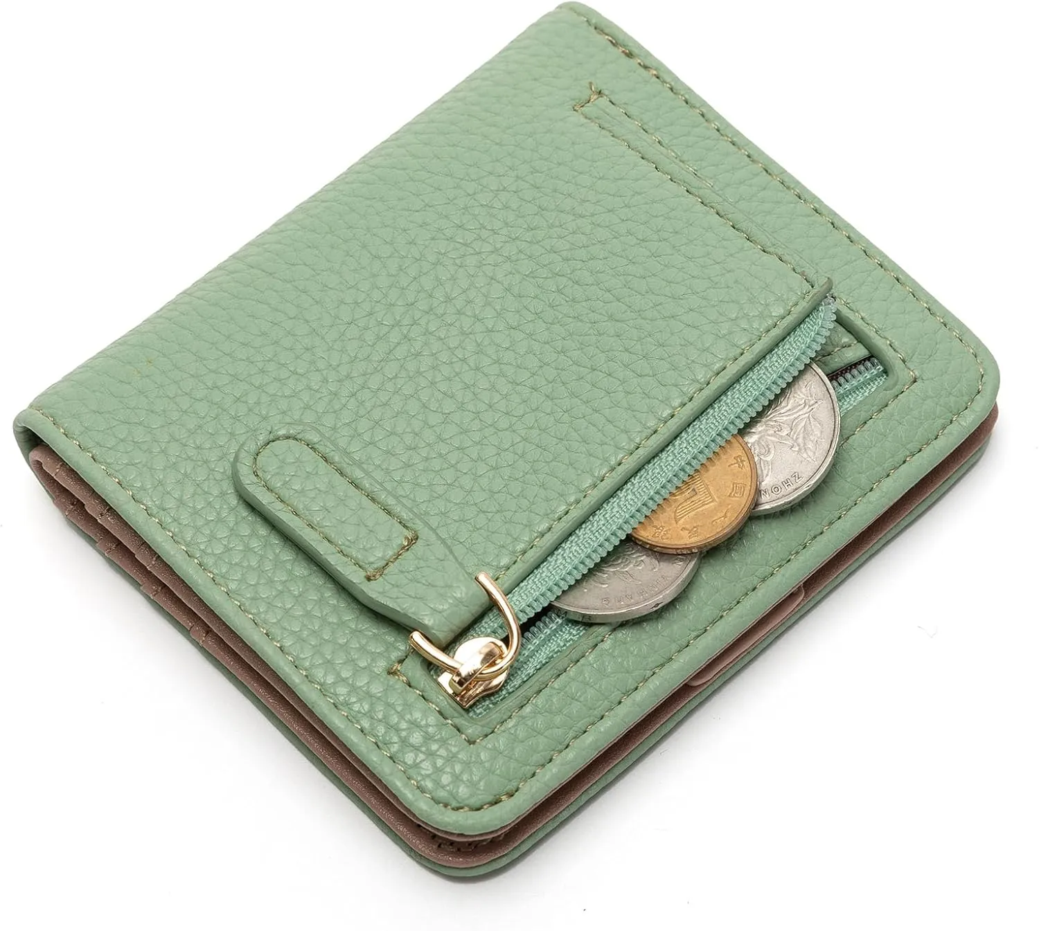 Womens Walle Rfid Blocking Small Compact Bifold Pocket Wallet Women travel mini wallet Ladies Purse with ID Window (Green)
