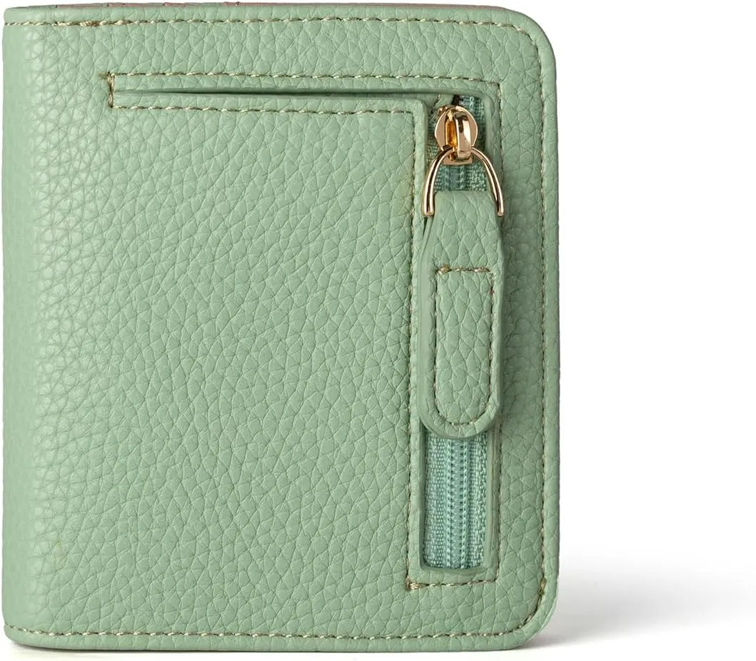 Womens Walle Rfid Blocking Small Compact Bifold Pocket Wallet Women travel mini wallet Ladies Purse with ID Window (Green)