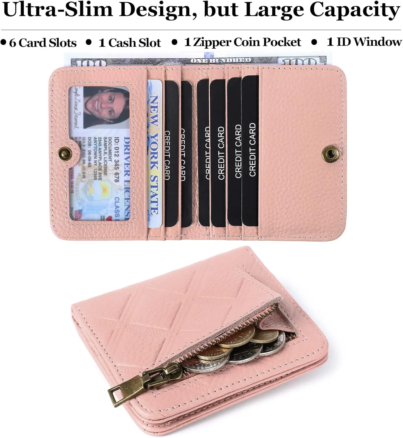 Womens Wallet RFID Blocking Small Compact Bifold Genuine Leather Pocket Wallet Mini Wallets for Women Ladies Purse