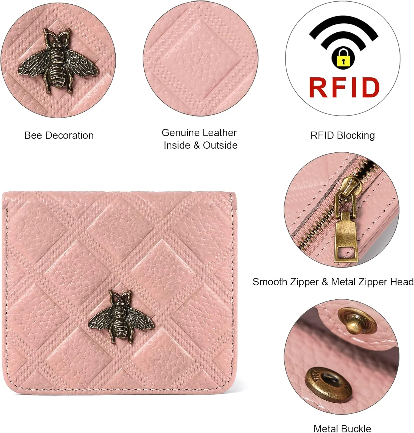 Womens Wallet RFID Blocking Small Compact Bifold Genuine Leather Pocket Wallet Mini Wallets for Women Ladies Purse