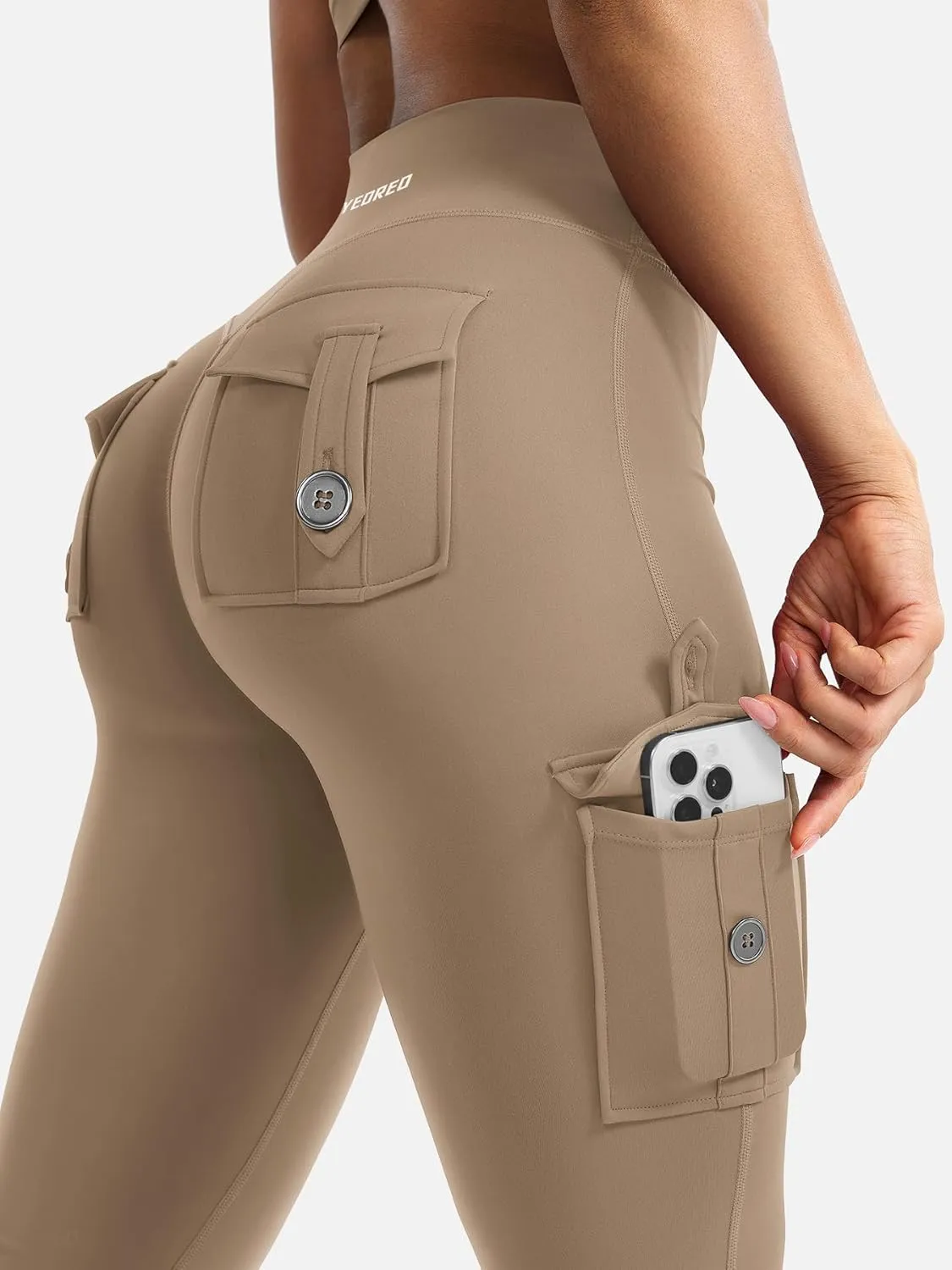 YEOREO CoreFlex Women Workout Flare Leggings with Pockets Hidden Scrunch High Waisted Cargo Gym Yoga No Front Seam Leggings