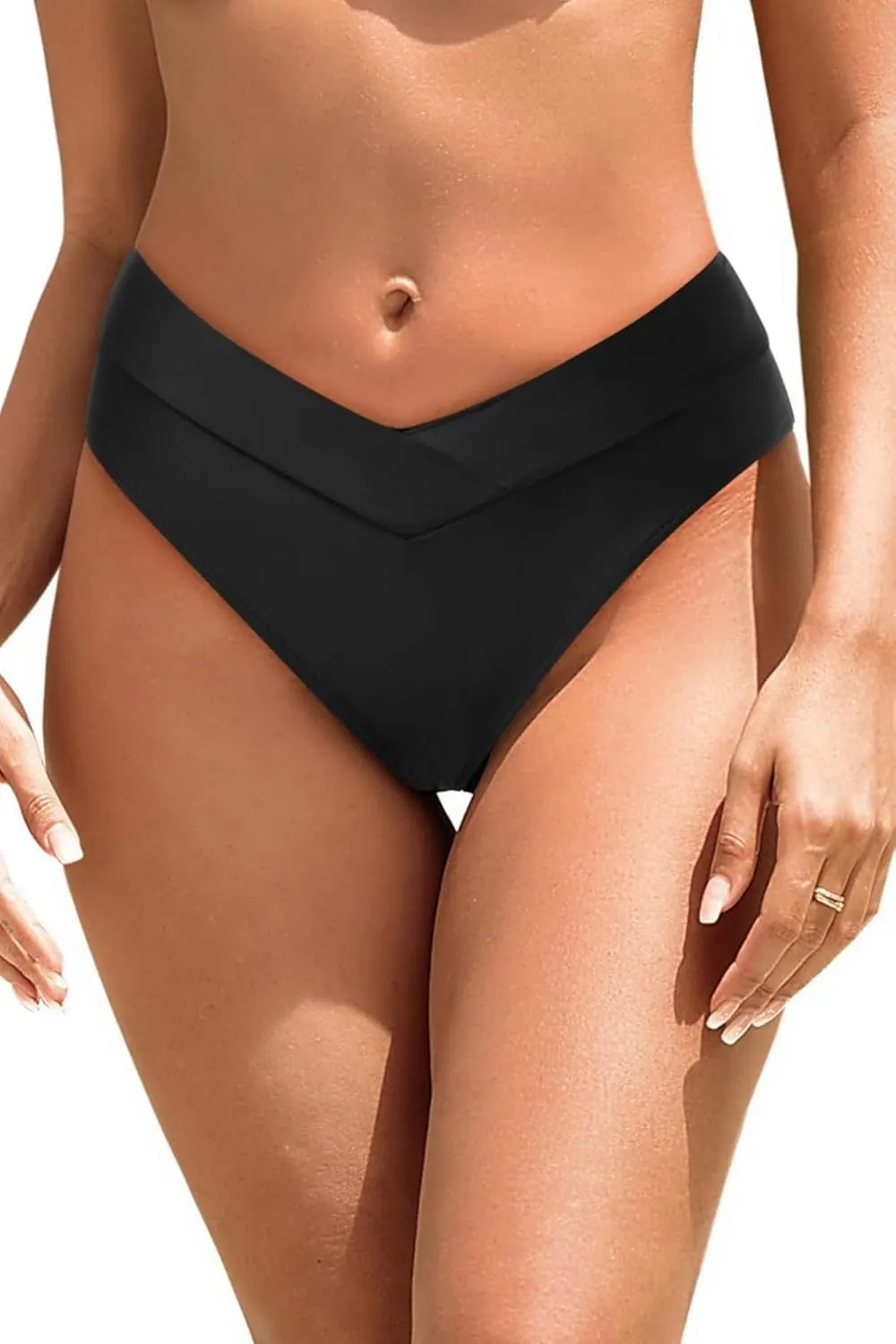Zmart Women V Cut Cheeky Bikini Bottom - High Cut Bathing Suit Bottom Mid Rise Swim Bottoms Swimsuit